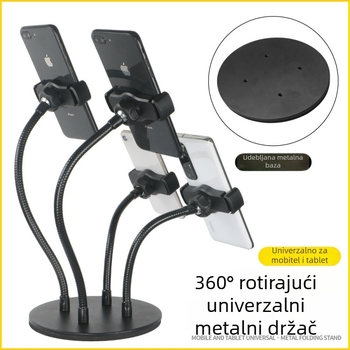 Stolni stalak za livestream s više telefona, anti-vibracijski, aluminijska legura, za opću upotrebu, vanjsku upotrebu, selfie i uživo