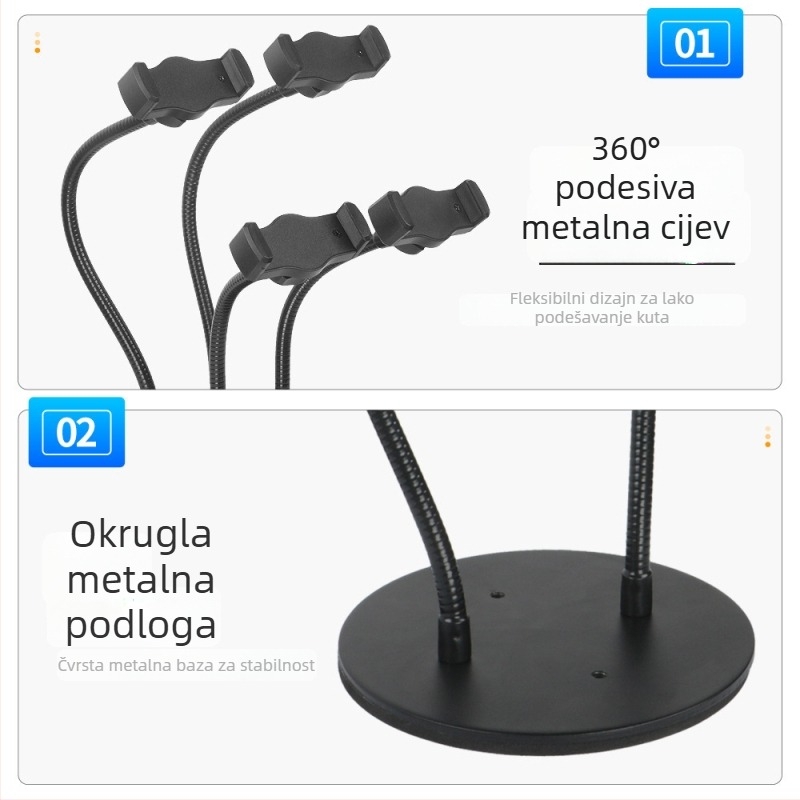 Stolni stalak za livestream s više telefona, anti-vibracijski, aluminijska legura, za opću upotrebu, vanjsku upotrebu, selfie i uživo