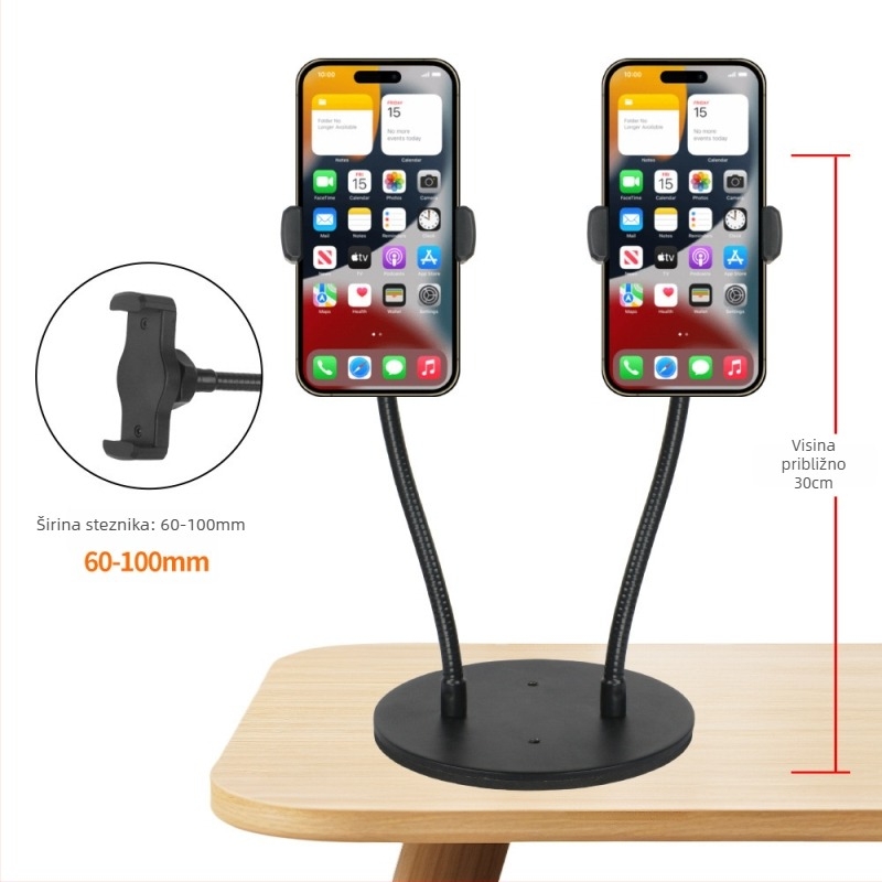 Stolni stalak za livestream s više telefona, anti-vibracijski, aluminijska legura, za opću upotrebu, vanjsku upotrebu, selfie i uživo
