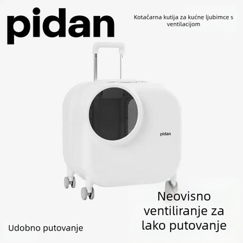 Pidan kutija za putovanje kućnih ljubimaca s ventilacijom, plastična kutija na kotačićima za mačke i manje pse