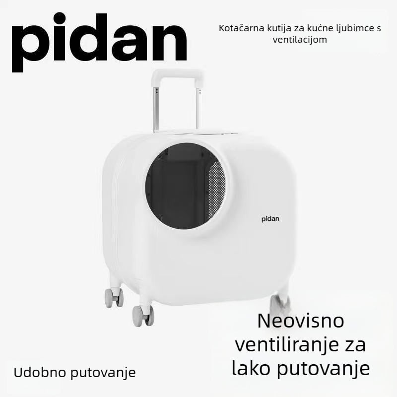 Pidan kutija za putovanje kućnih ljubimaca s ventilacijom, plastična kutija na kotačićima za mačke i manje pse