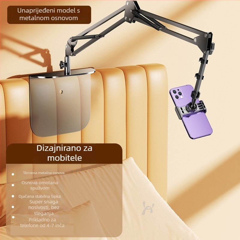 Držač za telefon i tablet za krevet i stol — aluminijska legura, univerzalni dizajn, mogućnost prilagodbe