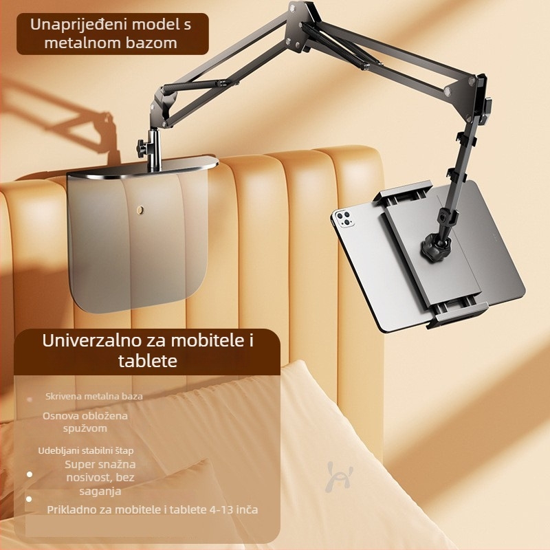Držač za telefon i tablet za krevet i stol — aluminijska legura, univerzalni dizajn, mogućnost prilagodbe