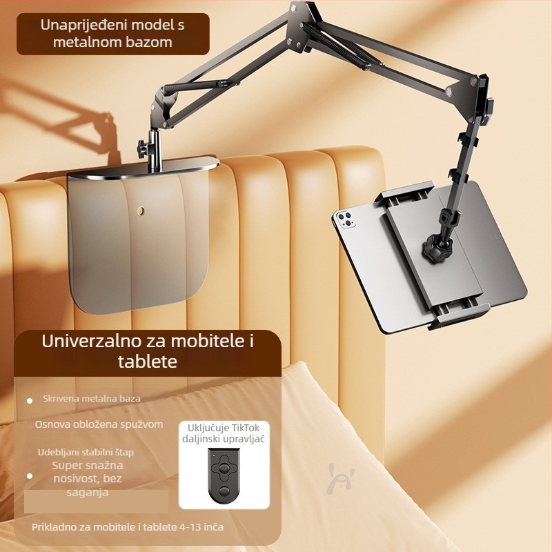 Držač za telefon i tablet za krevet i stol — aluminijska legura, univerzalni dizajn, mogućnost prilagodbe