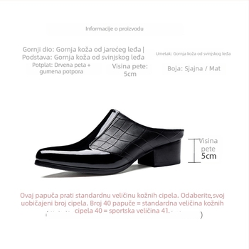 Muške papuče s zatvorenim prstom, kožna gornja, gumena potplata, slip-on, 5 cm povećanje visine
