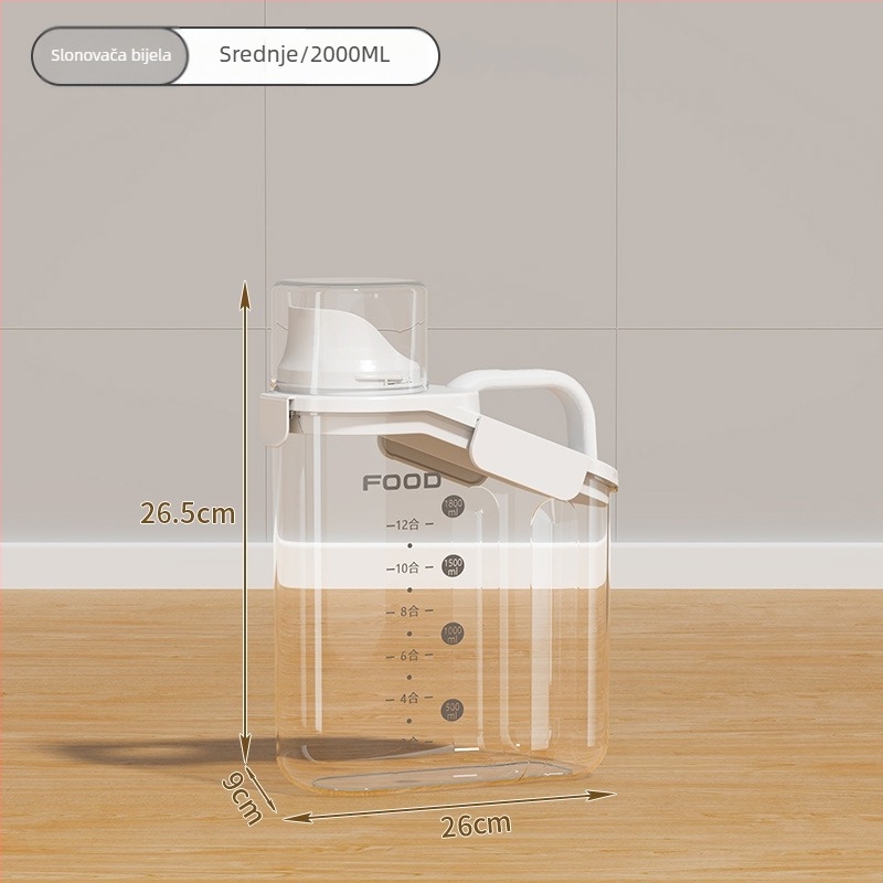 Zatvoren spremnik za zrna, plastični, 1–2 L, neobičan oblik, moderni minimalistički dizajn za čuvanje hrane