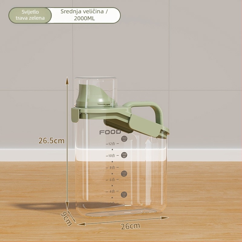 Zatvoren spremnik za zrna, plastični, 1–2 L, neobičan oblik, moderni minimalistički dizajn za čuvanje hrane