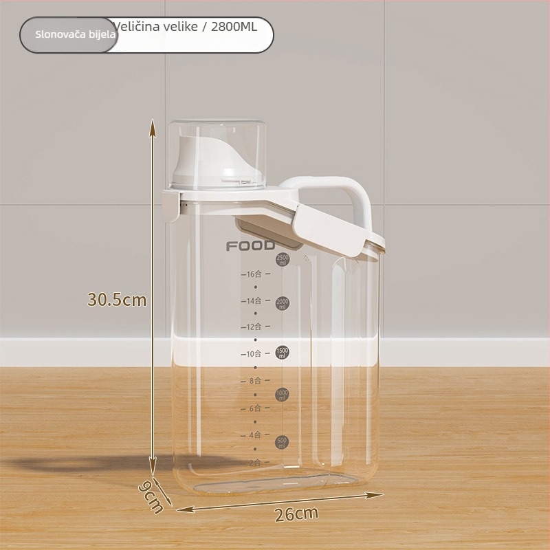 Zatvoren spremnik za zrna, plastični, 1–2 L, neobičan oblik, moderni minimalistički dizajn za čuvanje hrane