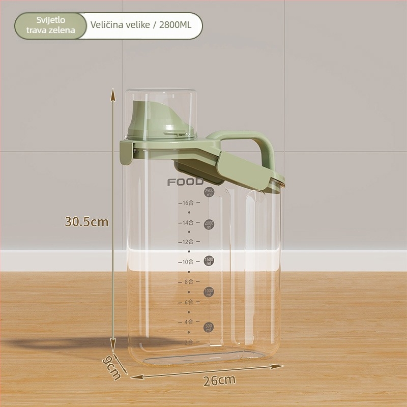 Zatvoren spremnik za zrna, plastični, 1–2 L, neobičan oblik, moderni minimalistički dizajn za čuvanje hrane