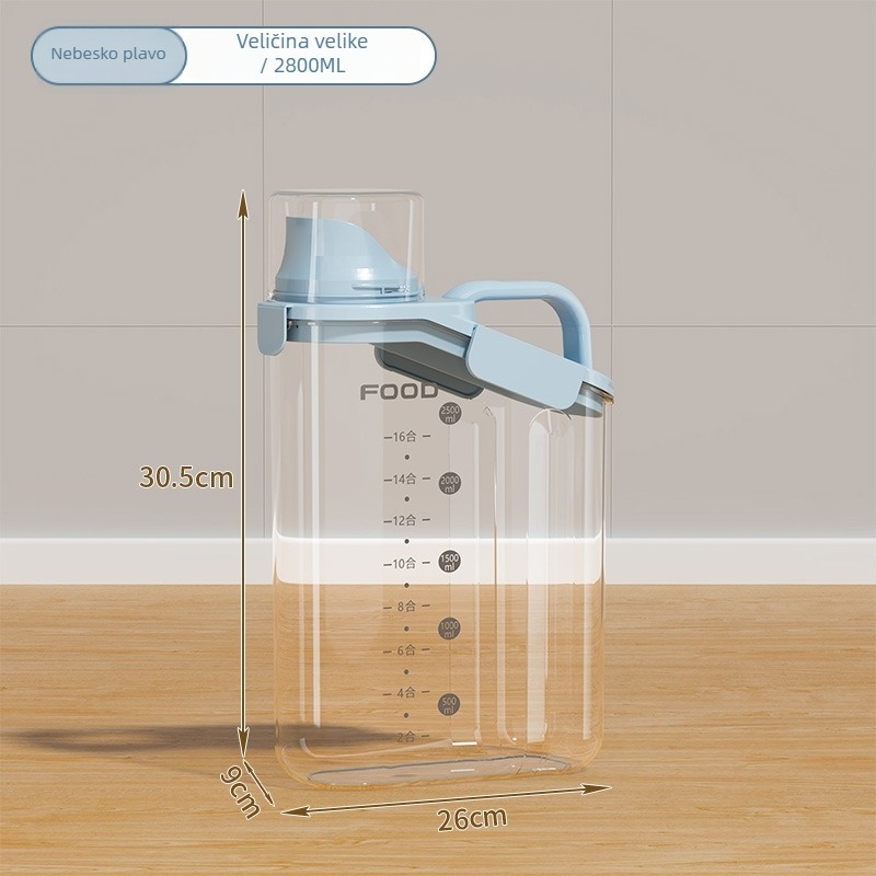 Zatvoren spremnik za zrna, plastični, 1–2 L, neobičan oblik, moderni minimalistički dizajn za čuvanje hrane