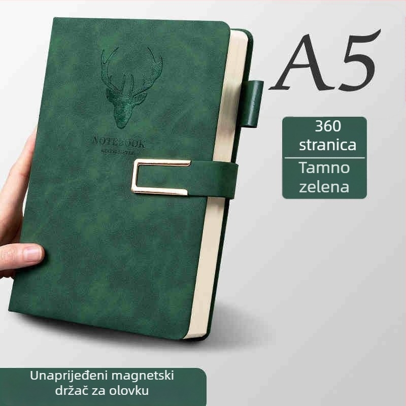A5 bilježnica s imitacijskom kožom korica, francusko povez, Dowling papir 80 g, 200–300 stranica
