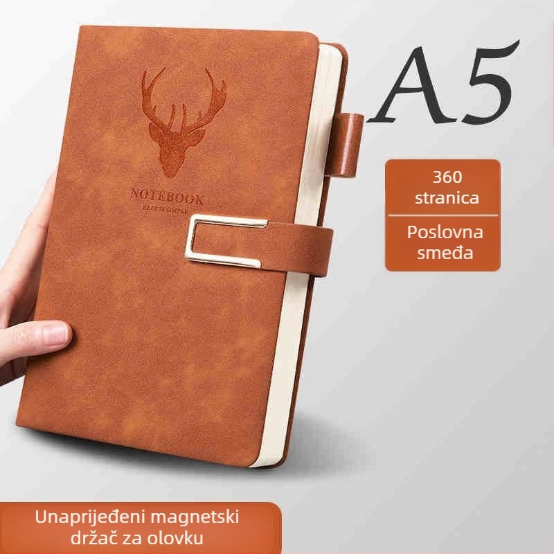 A5 bilježnica s imitacijskom kožom korica, francusko povez, Dowling papir 80 g, 200–300 stranica