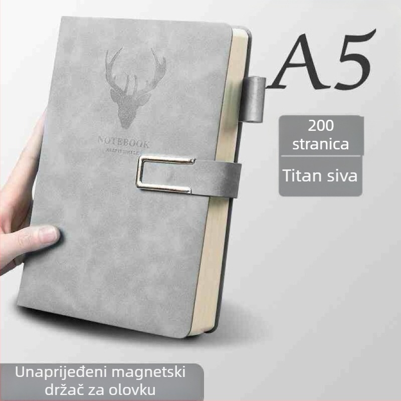 A5 bilježnica s imitacijskom kožom korica, francusko povez, Dowling papir 80 g, 200–300 stranica