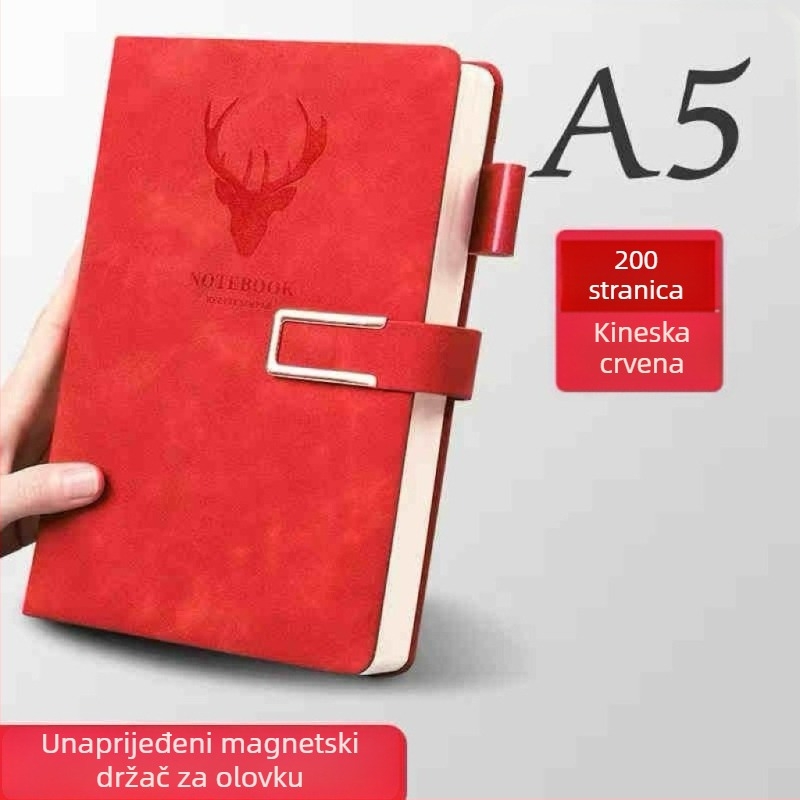 A5 bilježnica s imitacijskom kožom korica, francusko povez, Dowling papir 80 g, 200–300 stranica