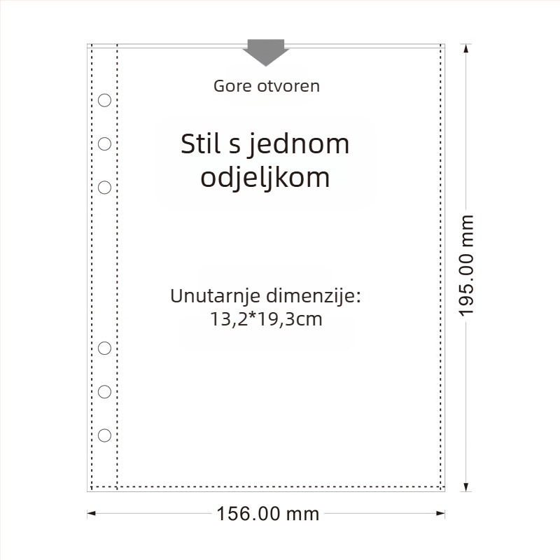 Amu YZ-9 Dosier s spiralnim povezom, prozirno PVC kućište, 6 rupa, mogućnost prilagodbe logotipa