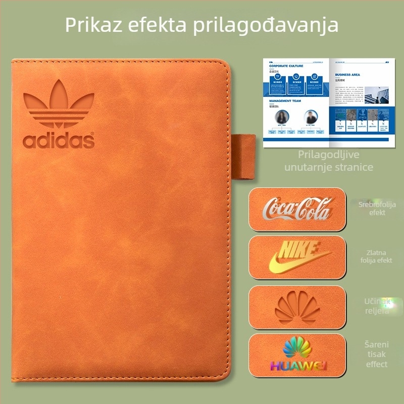 Bilježnica s koricom od imitacije kože, ljepilo povez, papir od šumskih vlakana, 80 g/m², 200–300 stranica