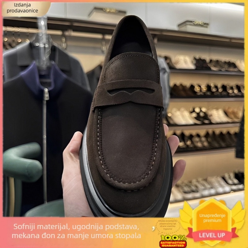 Beijiang Wolf Brand slip-on, formalne kožne cipele s prozračnim platnenim gornjim dijelom i debelom potplatom, muški poslovni stil