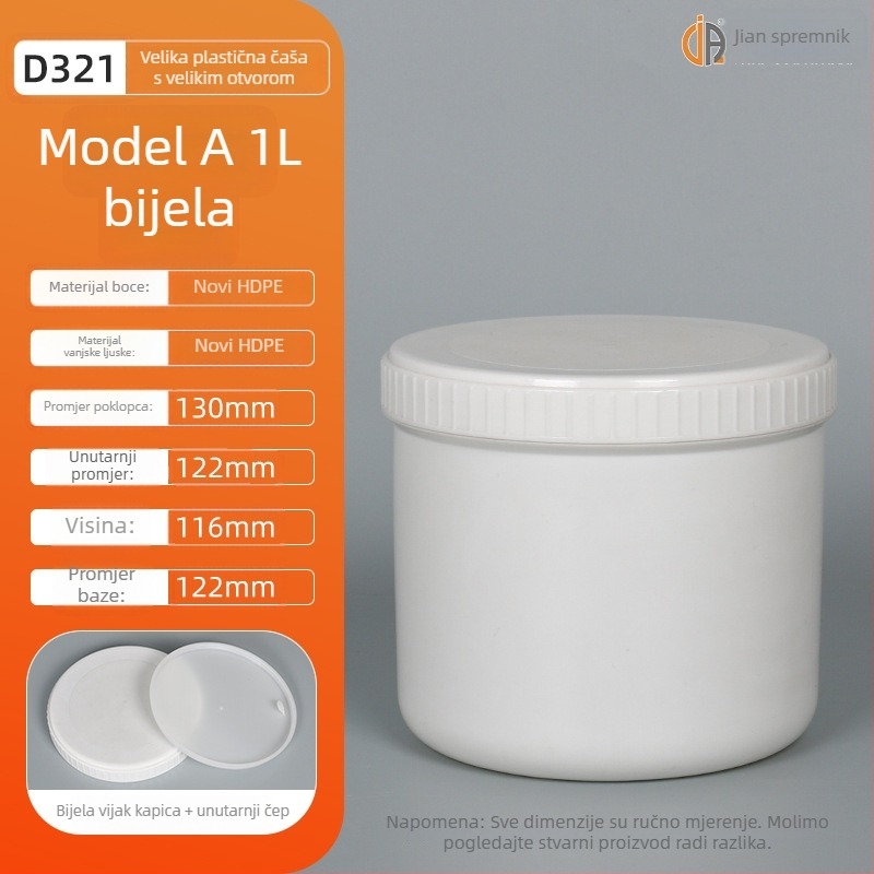 1L plastični spremnik za mastilo s unutarnjim brtvlom i vanjskim poklopcem, prilagođena obrada, otisak logotipa