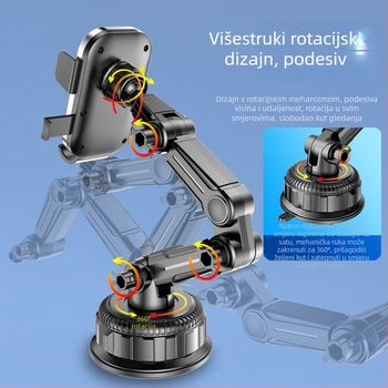 Auto držač za telefon u automobilu s vakuumskom čašicama za ploču instrumenata — univerzalna kompatibilnost, minimalistički stil, snaga 5W