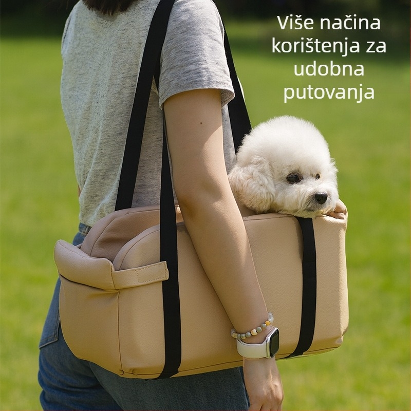 Kožna kućica za kućne ljubimce za automobil, za mačke i male pse, prijenosna i odvojiva, jednobojna