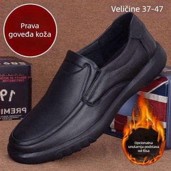 Muške kožne loaferice, slip-on, protuklizna gumena potplata, visoki gornji dio, otporne na habanje