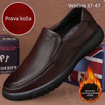 Muške kožne loaferice, slip-on, protuklizna gumena potplata, visoki gornji dio, otporne na habanje