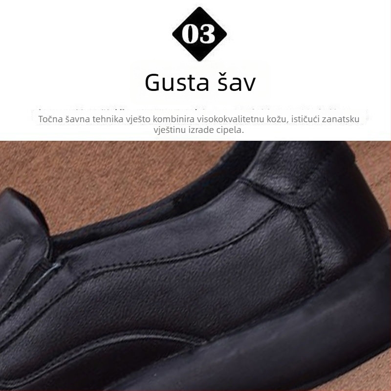 Muške kožne loaferice, slip-on, protuklizna gumena potplata, visoki gornji dio, otporne na habanje