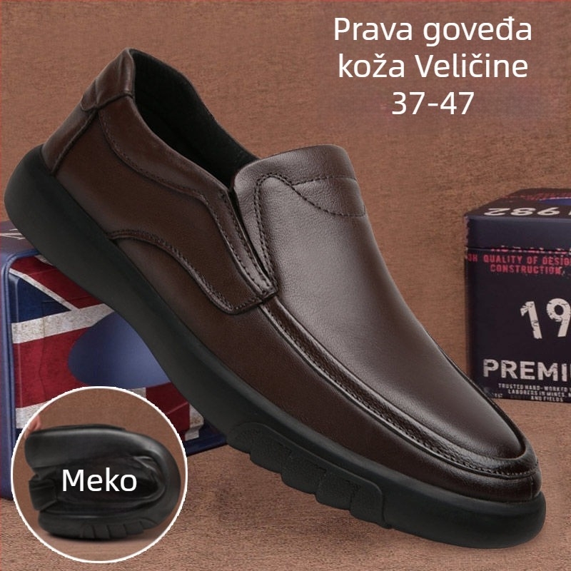 Muške kožne loaferice, slip-on, protuklizna gumena potplata, visoki gornji dio, otporne na habanje