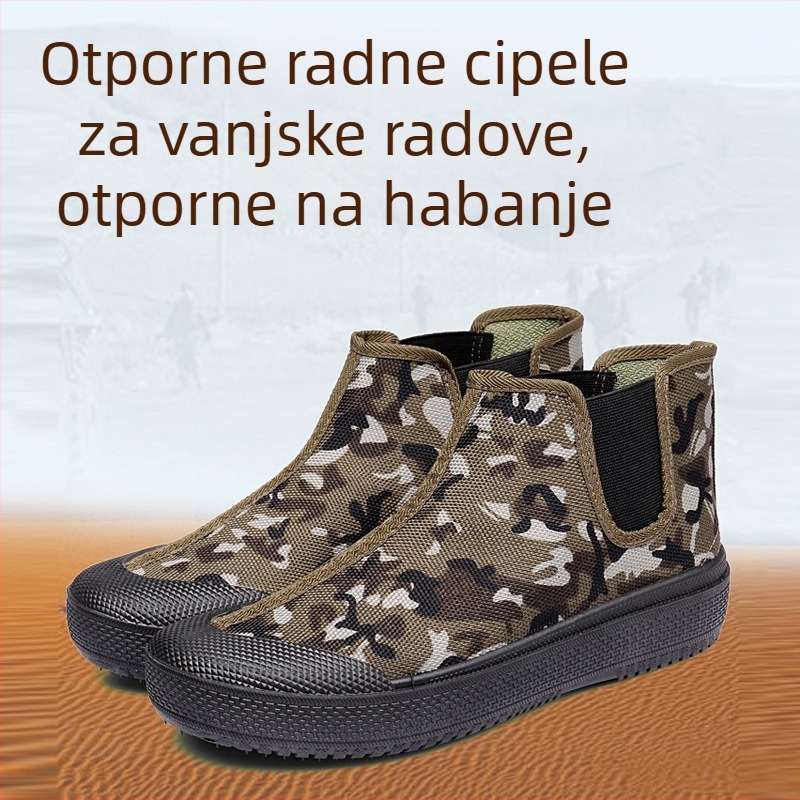 Muške visoke radne cipele s platnenim gornjim dijelom, protuklizna potplata, niski potpetica, gradski stil, jesen