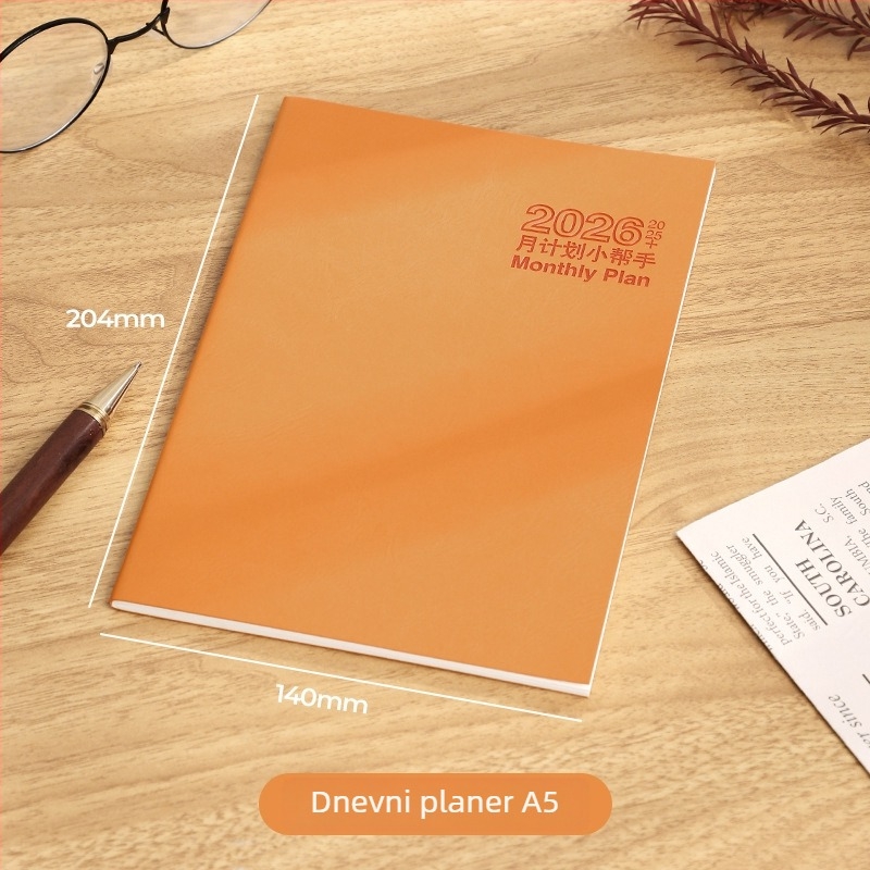 Bilježnica s nitnim povezom, Dowling papir 80 g, 50–100 stranica, minimalistički radni dnevnik s mjesečnim kalendarom i planerom