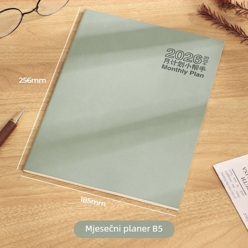 Bilježnica s nitnim povezom, Dowling papir 80 g, 50–100 stranica, minimalistički radni dnevnik s mjesečnim kalendarom i planerom