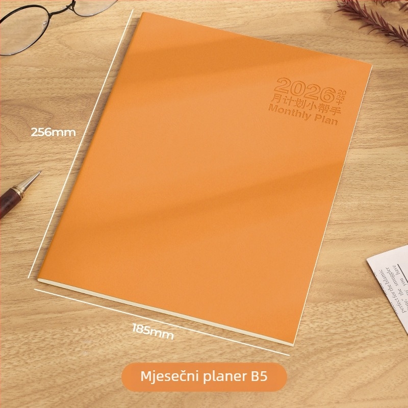 Bilježnica s nitnim povezom, Dowling papir 80 g, 50–100 stranica, minimalistički radni dnevnik s mjesečnim kalendarom i planerom