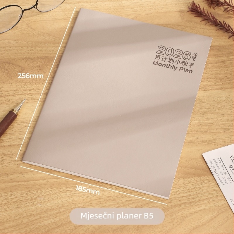 Bilježnica s nitnim povezom, Dowling papir 80 g, 50–100 stranica, minimalistički radni dnevnik s mjesečnim kalendarom i planerom