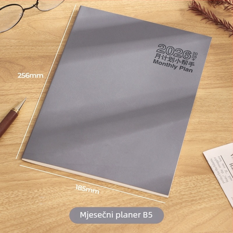 Bilježnica s nitnim povezom, Dowling papir 80 g, 50–100 stranica, minimalistički radni dnevnik s mjesečnim kalendarom i planerom