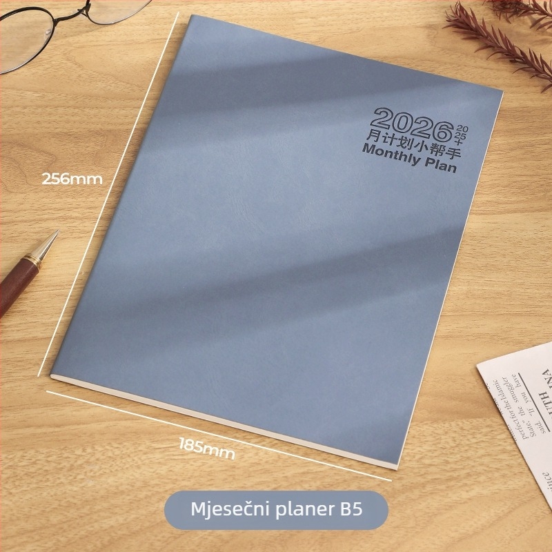 Bilježnica s nitnim povezom, Dowling papir 80 g, 50–100 stranica, minimalistički radni dnevnik s mjesečnim kalendarom i planerom