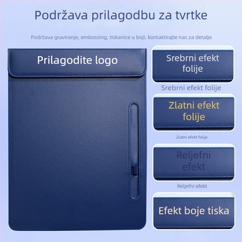 Xianbo A4 kožna konferencijska mapa s magnetskim zatvaračem i čvrstim klipom, 256×338 mm