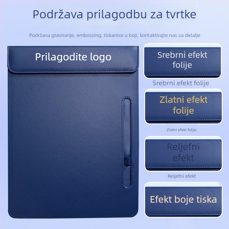 Xianbo A4 kožna konferencijska mapa s magnetskim zatvaračem i čvrstim klipom, 256×338 mm
