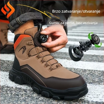 Visoke planinarske cipele s čeličnim nosom, zaštita od udara i probijanja, materijal mikrovlakna koža + platno