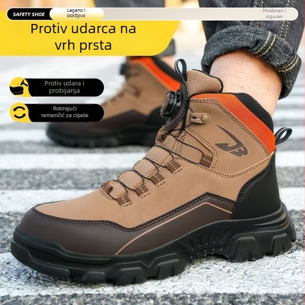 Visoke planinarske cipele s čeličnim nosom, zaštita od udara i probijanja, materijal mikrovlakna koža + platno