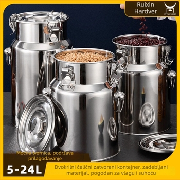 Nerđajući čelični zatvoreni kantu za skladištenje hrane — vakuumsko zatvaranje, otporno na vlagu i štetnike; moguć ispis logotipa