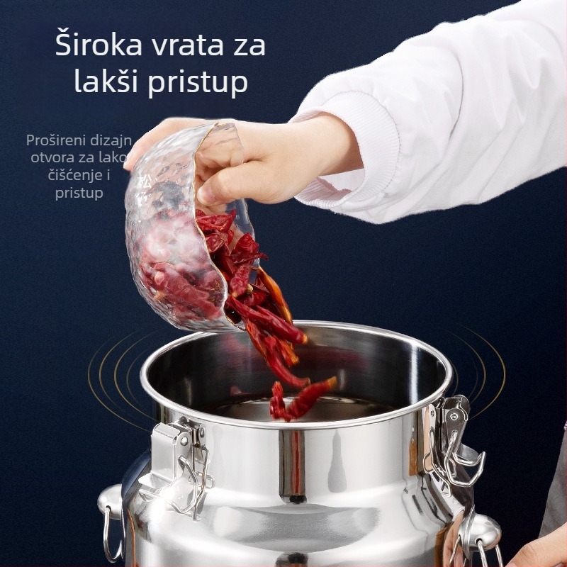 Nerđajući čelični zatvoreni kantu za skladištenje hrane — vakuumsko zatvaranje, otporno na vlagu i štetnike; moguć ispis logotipa