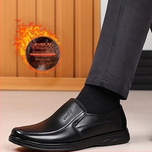 Muški slip-on loaferi od nubuka s TPU potplatom, vuneni ulošak, anti‑slip i topli