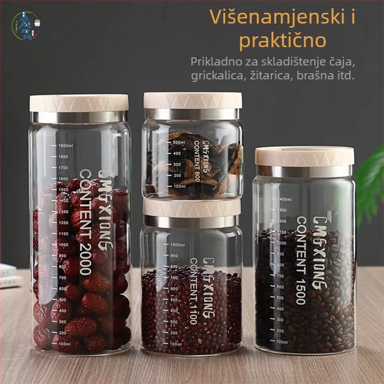 Crystal Can staklena posuda za hranu s poklopcem, otporna na vlagu i zapečaćena, kapacitet 301-500 ml, pogodna za mikrovalnu pećnicu
