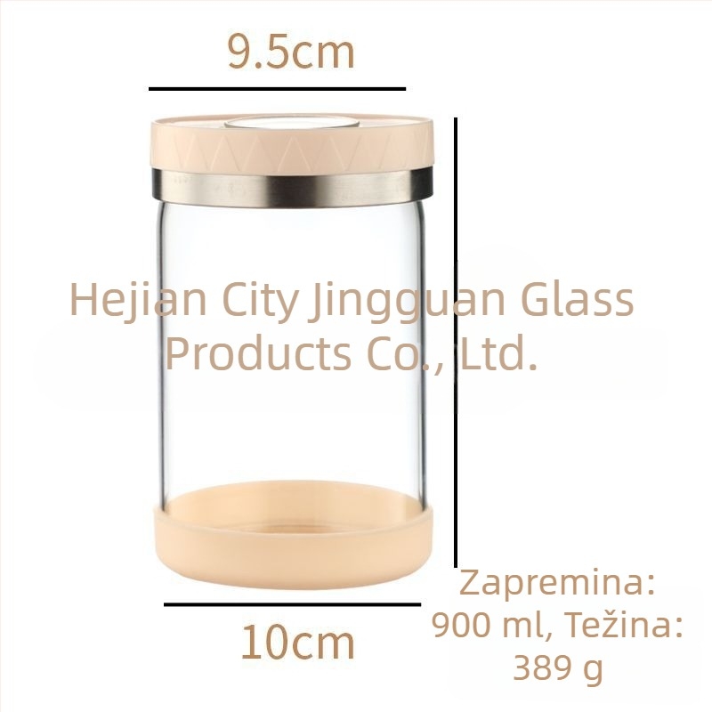 Crystal Can staklena posuda za hranu s poklopcem, otporna na vlagu i zapečaćena, kapacitet 301-500 ml, pogodna za mikrovalnu pećnicu