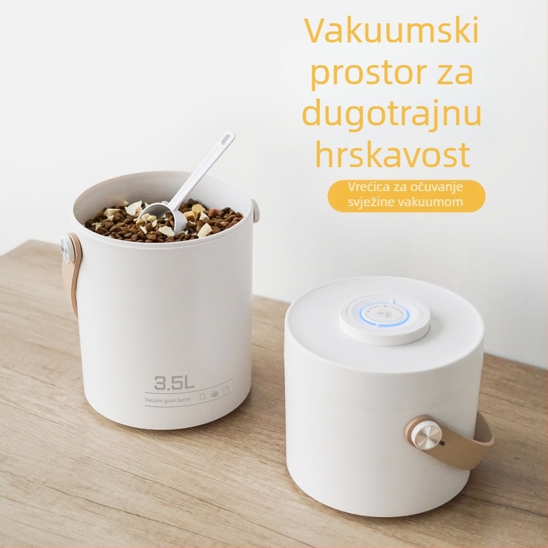 Vakuumska posuda za skladištenje hrane za kućne ljubimce, zaštita od moljaca, oksidacije, vlage i antibakterijska, od ABS plastike, kapacitet 2L/3.5L, pogodno za rižu, čaj i zrna kave