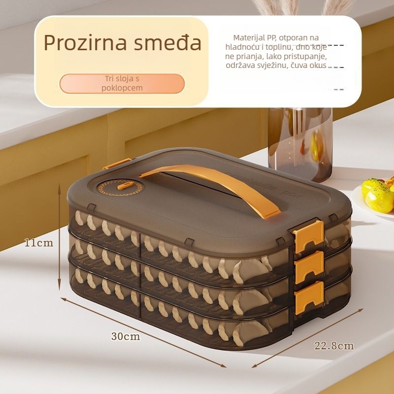 Kutija za pohranu knedli, plastična, višeslojna, prenosna, zatvorena za očuvanje svježine
