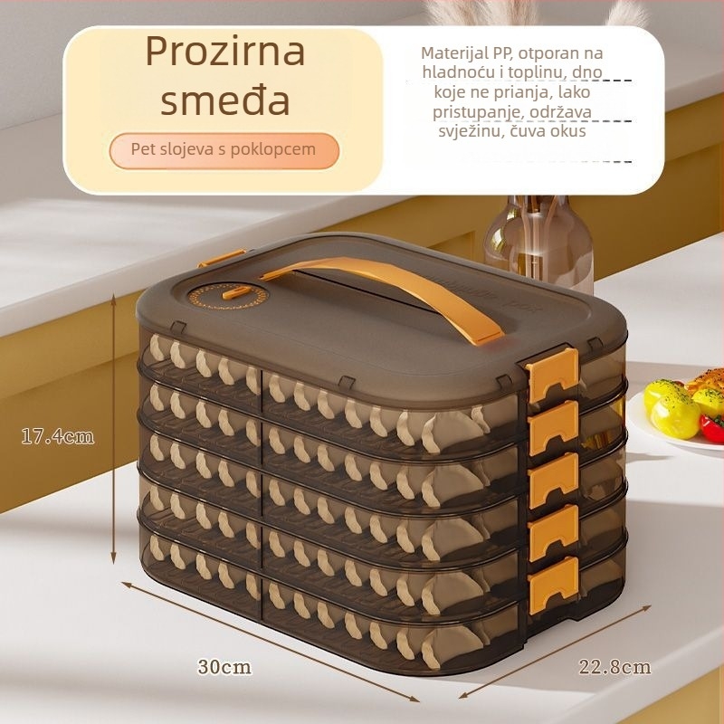 Kutija za pohranu knedli, plastična, višeslojna, prenosna, zatvorena za očuvanje svježine