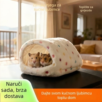 Hamster gnijezdo od pamuka — zimsko toplo, trokutasti oblik, prirodni stil, pogodna za unutarnju upotrebu.