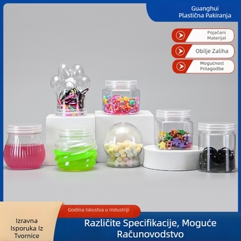 PET plastična posuda s širokim otvorom i spiralnim navojem, transparentan kućni spremnik za skladištenje, više oblika