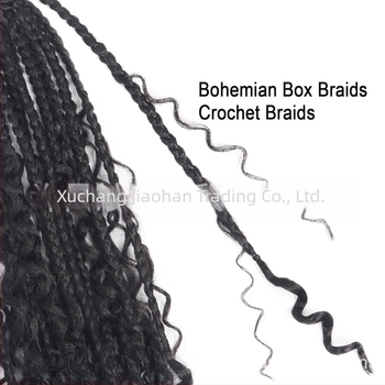 Crochet wig s trostrukom pletenicom - boemski stil, sintetičko vlakno, za žene